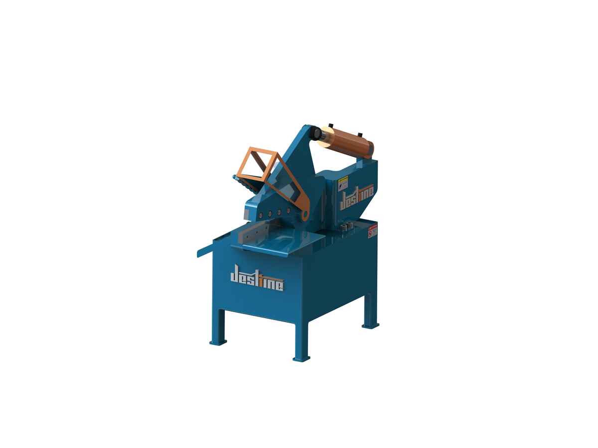 ASM mini alligator shear rendering showing the front work-support area and raised cutting jaw