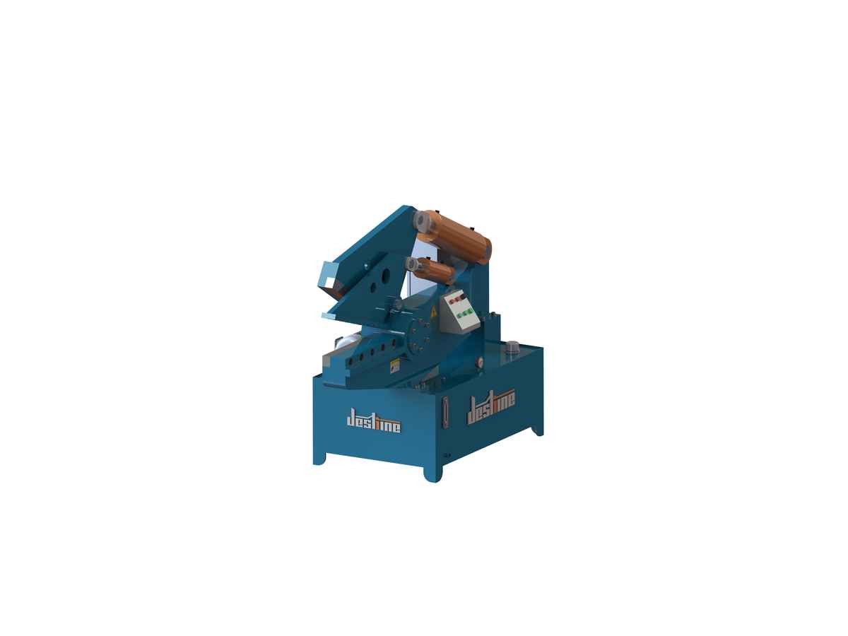 ASY integrated alligator shear rendering showing the open cutting jaw, button panel and common base