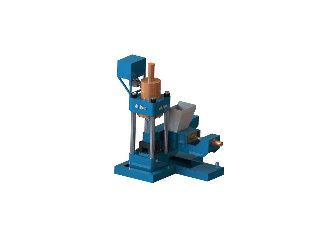 DSL vertical pre-press aluminium chip briquetting press, supplied equipment rendering 1