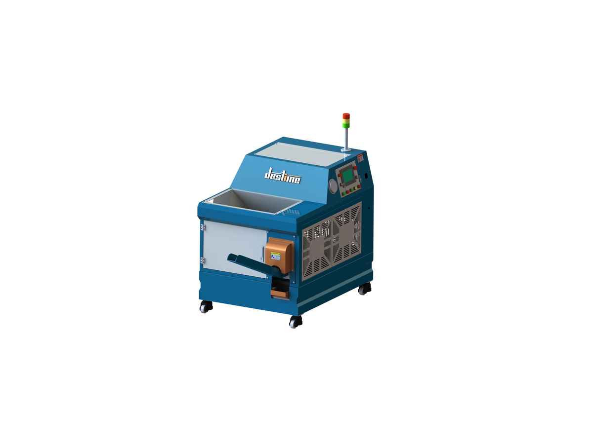DSM compact hydraulic metal chip briquetting press with integrated hopper and PLC control