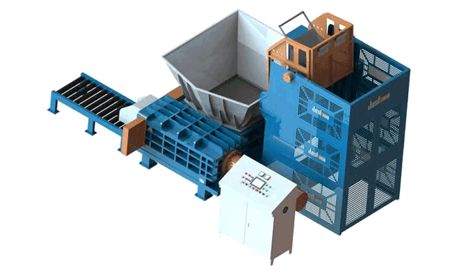 HBW lifting and tipping metal chip baling arrangement, equipment view 3