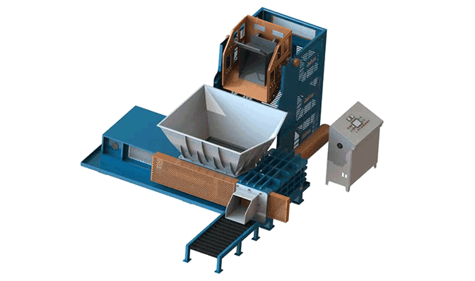 HBW lifting and tipping metal chip baling arrangement, equipment view 4